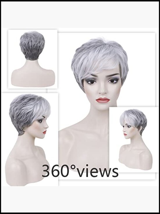 Short Curly Pixie Wig with Bangs Layered Synthetic Hairpiece Daily Wear Cosplay